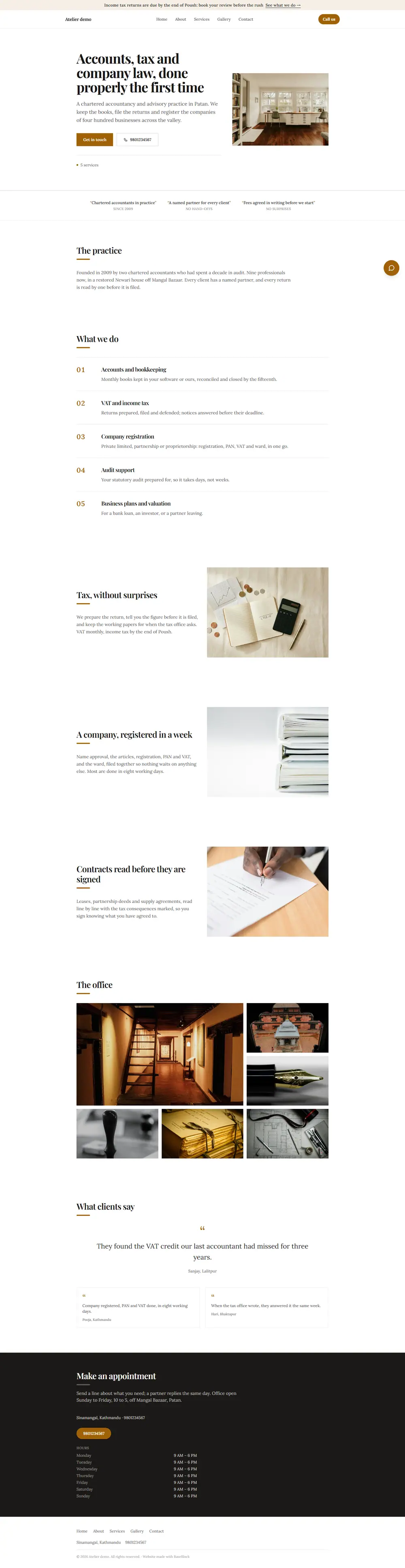 The Atelier theme in its Brass style