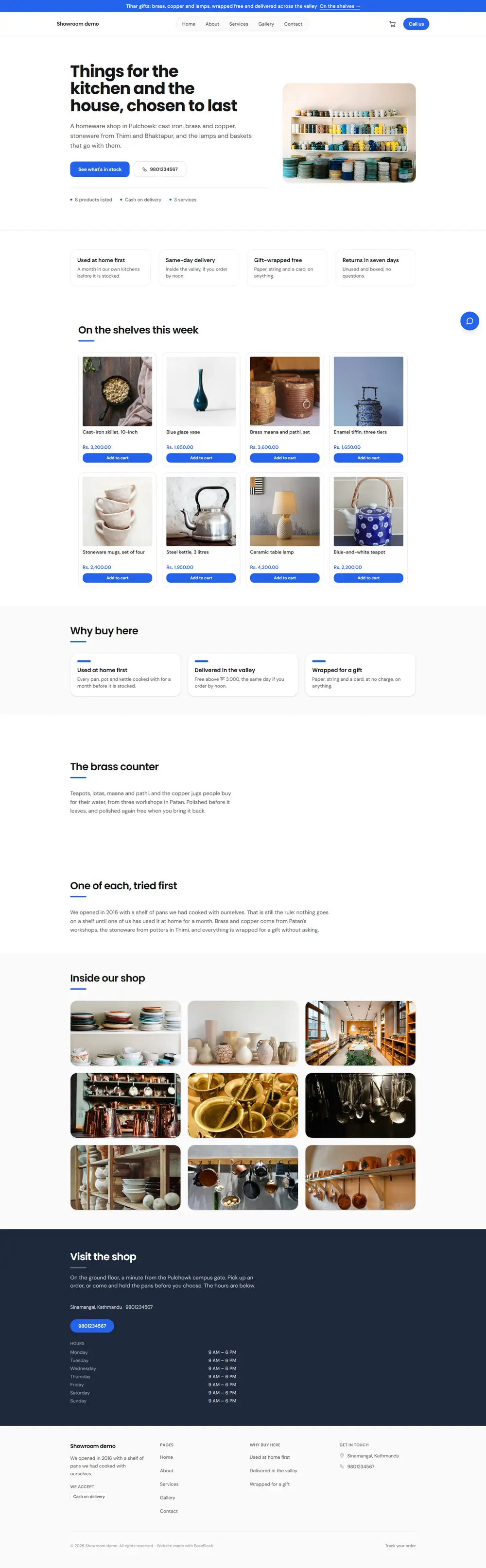 The Showroom theme in its White style